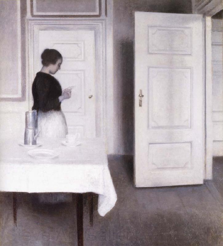Vilhelm Hammershoi Interior with Woman Reading a Letter,Strandgade 30,1899 Norge oil painting art